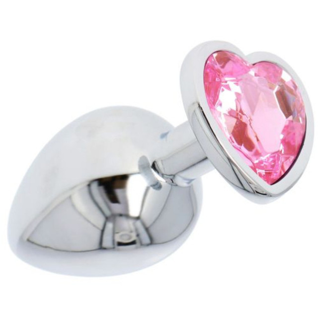 Fallo  anale in metallo acciaio dildo grande con pietra gioiello cuore rosa pink plug maxi anal butt