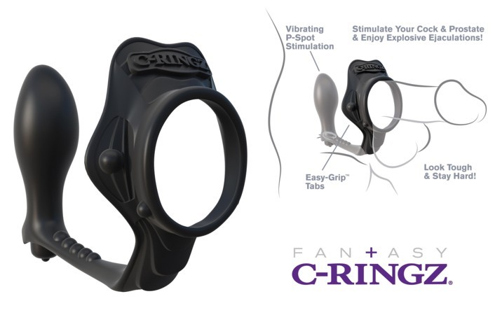 Anello fallico con plug vibrante fantasy c-ringz rock hard ass-gasm