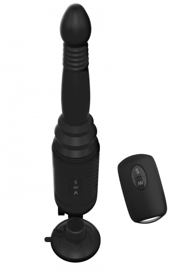 Vibratore anale vaginale realistico stimolatore dildo fallo su e giÃ¹ in silicone nero black sex machine